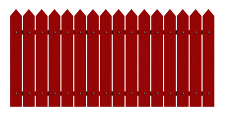 3d rendering of painted red fence isolated over white backgroundの写真素材