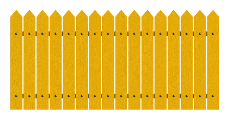 3d rendering of painted yellow fence isolated over white backgroundの写真素材