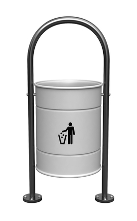 3d render of white dustbin isolated over white backgroundの写真素材
