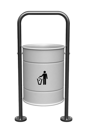3d render of white dustbin isolated over white backgroundの写真素材