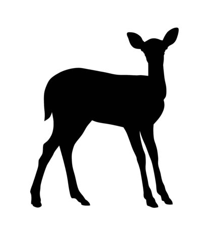 Vector illustration of baby deer silhouetteのイラスト素材