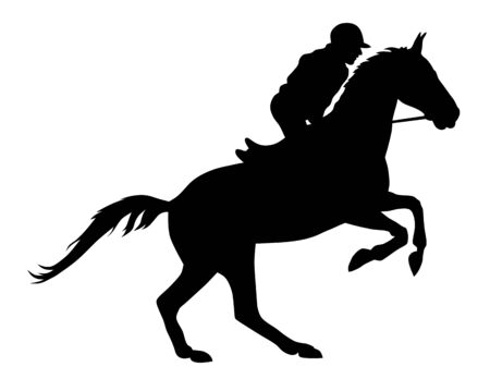 Vector illustration of horse and rider silhouettesのイラスト素材