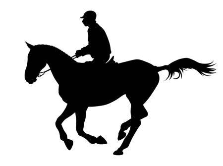 Vector illustration of horse and rider silhouettesのイラスト素材