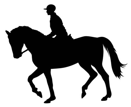 Vector illustration of horse and rider silhouettesのイラスト素材
