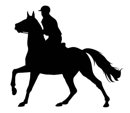 Vector illustration of horse and rider silhouettesのイラスト素材