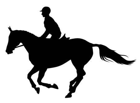 Vector illustration of horse and rider silhouettesのイラスト素材