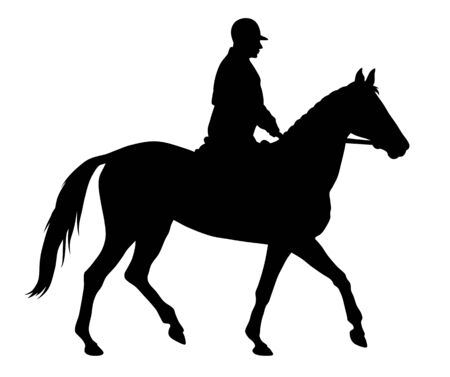 Vector illustration of horse and rider silhouettesのイラスト素材