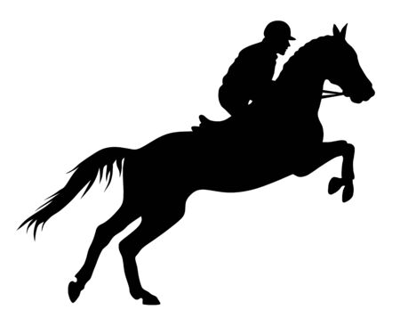 Vector illustration of horse and rider silhouettesのイラスト素材