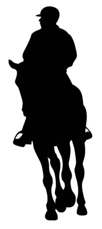Vector illustration of horse and rider silhouettesのイラスト素材