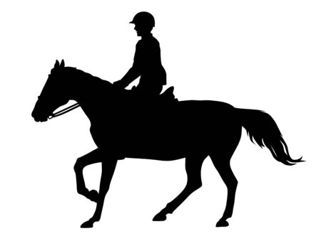 Vector illustration of horse and rider silhouettesのイラスト素材