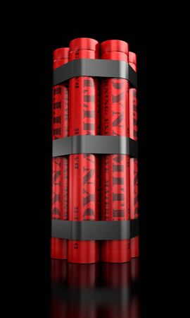 3d render of dynamite sticks on black backgroundの写真素材