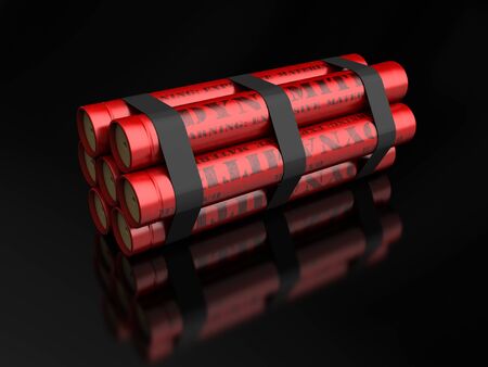 3d render of dynamite sticks on black background