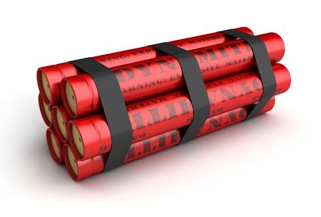 3d render of dynamite sticks on white backgroundの写真素材