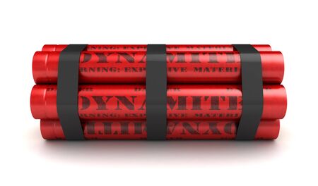 3d render of dynamite sticks on white backgroundの写真素材