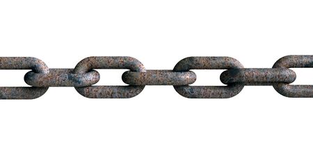 3d render of rusty chains isolated over white backgroundの写真素材