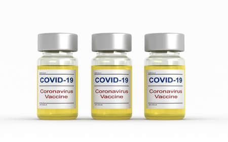 3d render of coronavirus vaccine vialの写真素材