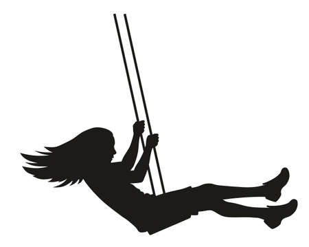 Vector illustration of swinging kid silhouetteのイラスト素材