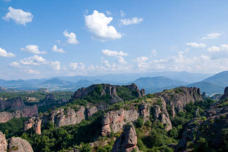 The Belogradchik Rocks are a group of strangely shaped sandstone and conglomerate rock formations located in northwest Bulgaria.の写真素材