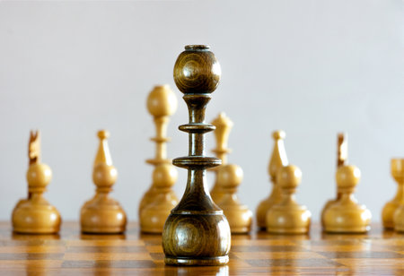 Chess pieces on chess boardの写真素材