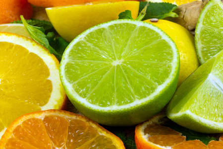Close up of group of citric fruitsの写真素材