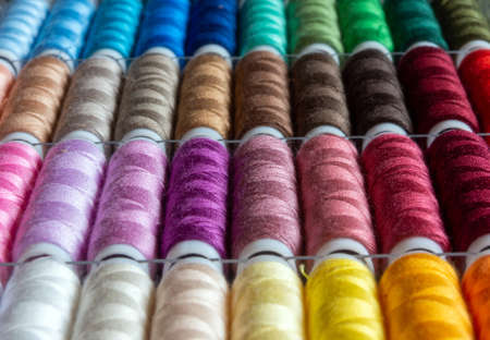 Sewing thread rolls in different colorsの写真素材