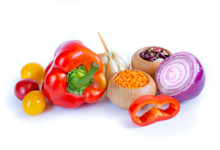 Different vegetables on white backgroundの写真素材