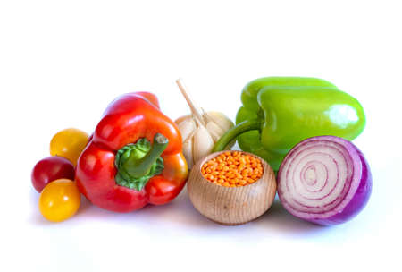 Different vegetables on white backgroundの写真素材