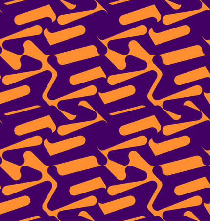Abstract Seamless Pattern with Slick Fluid Shapes in Purple and Orangeのイラスト素材