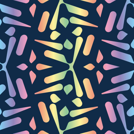 Abstract Seamless Pattern with Space Tech Feeling on Holographic Backgroundのイラスト素材