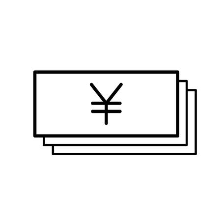 Flat paper note icon. Paper money with a dollar money sign. Vector illustration.のイラスト素材