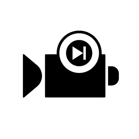 Flat linear design. Flat icon of video camera with fast forward sign for apps and web sites. Vector illustration.のイラスト素材