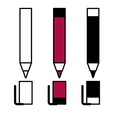 Flat linear design. Flat icons of stationery ballpoint pens for applications and web sites. Vector illustrationのイラスト素材