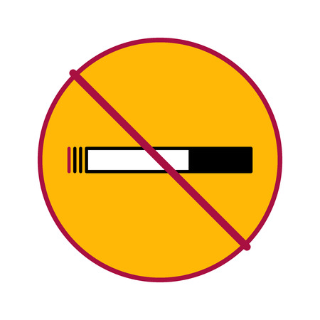 Flat prohibition sign. Do not smoke. A burning cigarette crossed in a circle. Vector illustration.のイラスト素材