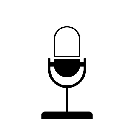 Flat linear design. Microphone icon for apps and web sites. Vector illustration. Black and whiteのイラスト素材