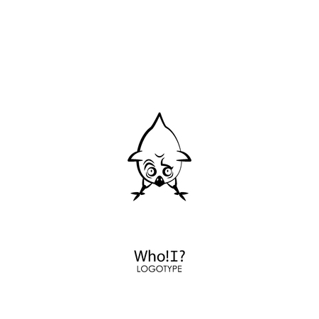 Cartoon character farm bird. Ridiculously cool chicken leaned over and looked up at his voice. Vector illustration. Who! I?のイラスト素材