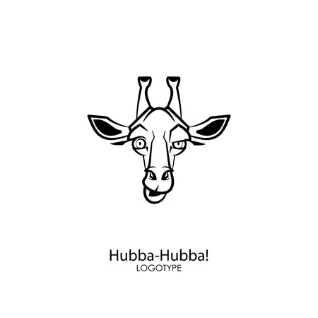 Cartoon African character grimaces. The head of a funny cute good giraffe. Vector. Wow! Hubba-Hubba! Sakes alive!のイラスト素材