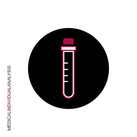 Flat linear design. The icon of the medical scientific test tube. Vector illustration.のイラスト素材