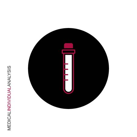 Flat linear design. The icon of the medical scientific test tube. Vector illustration.のイラスト素材