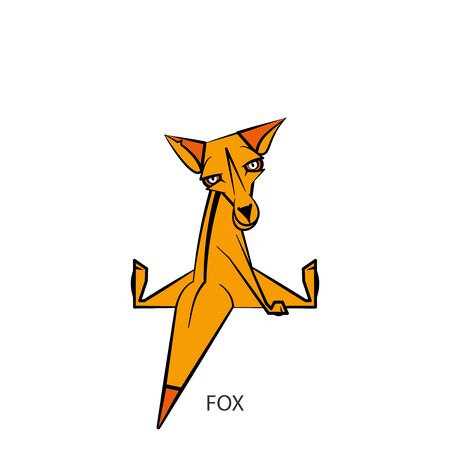 Cartoon character of a forest animal. Funny interesting fox sits and poses turning his head on a white background. Vector illustration. The inhabitant of forests and steppes. Yes! It's me!のイラスト素材