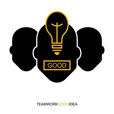 Flat linear design. Teamwork icon for mobile applications, web sites and public use. Team with a leader in the center. Vector illustration.のイラスト素材