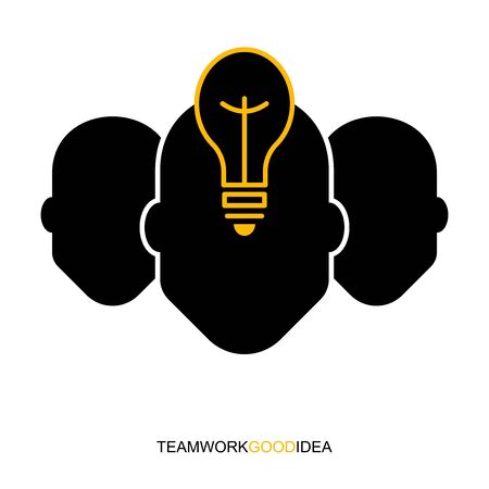 Flat linear design. Teamwork icon for mobile applications, web sites and public use. Team with a leader in the center. Vector illustration.のイラスト素材