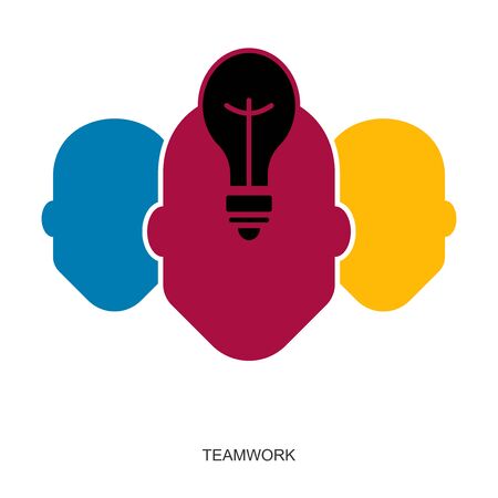 Flat linear design. Teamwork icon for mobile applications, web sites and public use. Team with a leader in the center. Vector illustration.のイラスト素材