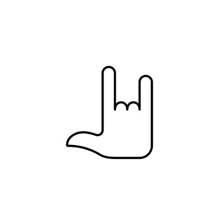 Flat design. Hand gesture icon for mobile apps, web sites and public use. Vector.Goat gesture symbol. Horns of the devil sign. Non-verbal or manual communication, emotional expressions, body language.のイラスト素材
