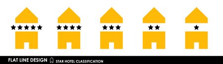 Flat linear design. Classification symbols of hotels by the number of stars. A collection of modern...