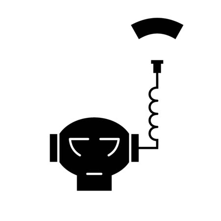 Flat linear design. Robot icon for apps, web sites and public use. Abstract robot head with antenna and signal.のイラスト素材