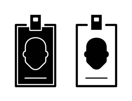 Flat linear design. Badge badge for applications, web sites and public use. Abstract card with a clip and a man's head. Concept - Person Identification Card - Vector.のイラスト素材