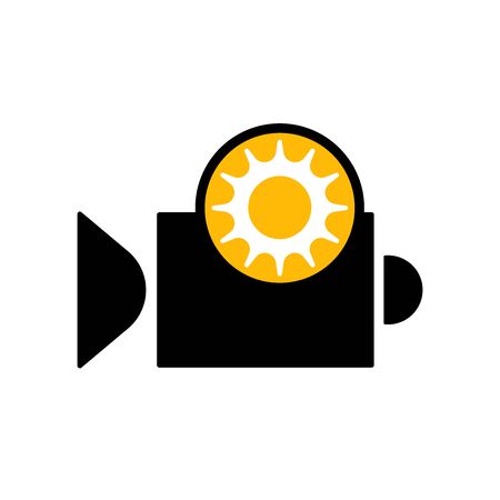 Flat linear design. Flat icon of video recorder with record sign for apps and web sites. Vector illustration. Day shotting.のイラスト素材