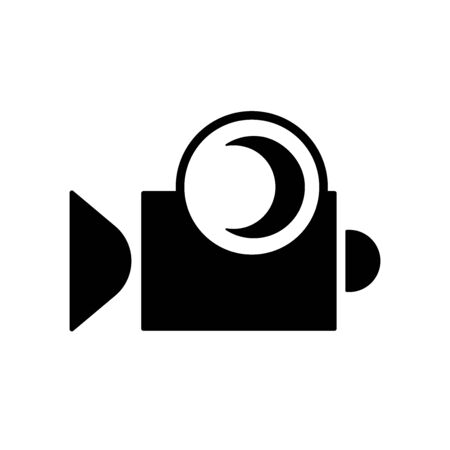Flat linear design. Flat icon of video recorder with record sign for apps and web sites. Vector illustration. Night shotting.のイラスト素材