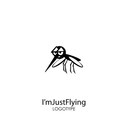Cartoon character of insect. Funny cool not happy angry mosquito flies and grimaces. Conceptual. Advertising mosquito repellent. - Vector illustrationのイラスト素材