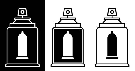 Flat linear design. The icon of a modern contraceptive for applications, web sites and public use. Balon with a liquid condom - Vector.のイラスト素材